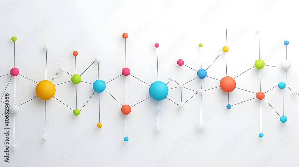 Poster A vibrant network of colorful interconnected dots symbolizing the power of and creative solutions for business and technology