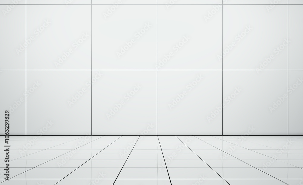 Aufkleber modern spacious white interior with mock up place. 3d rendering.