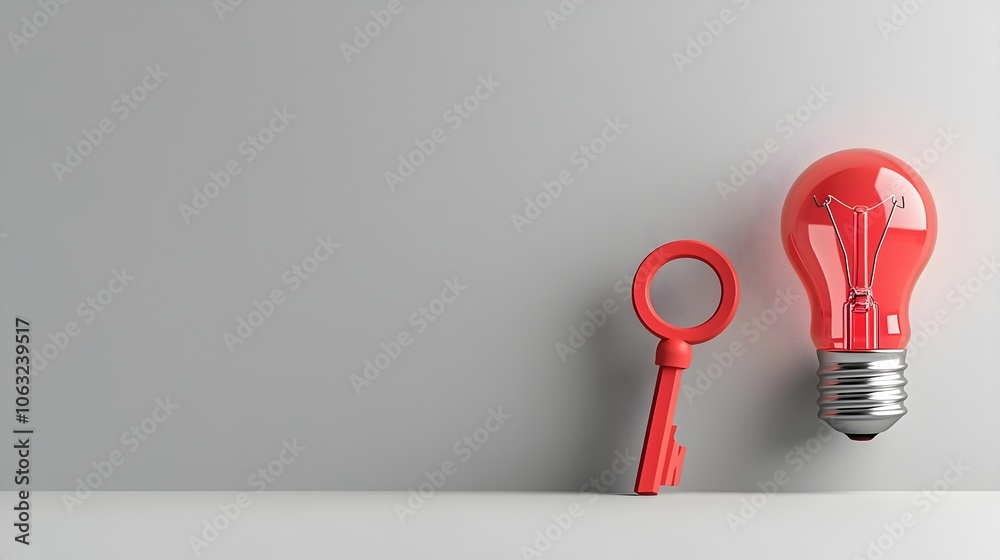 Aufkleber key unlocking light bulb representing unlocking new ideas and creative solutions for business techno