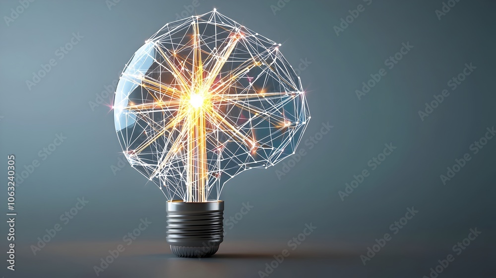 Poster innovative brain network with lines and connections representing bright ideas creative solutions and