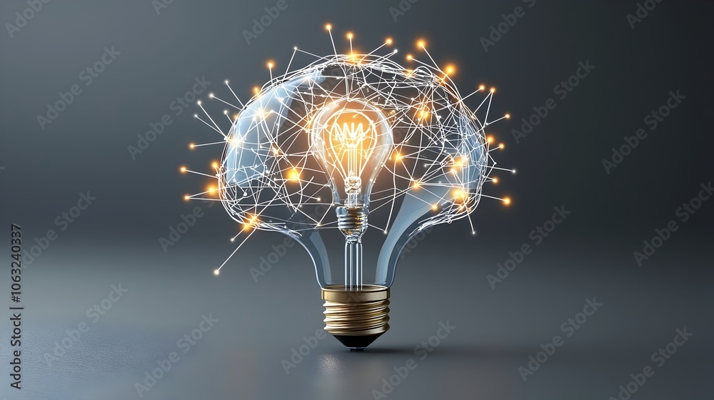 Poster innovative brain connections representing bright ideas and creativity abstract digital of a brain wi