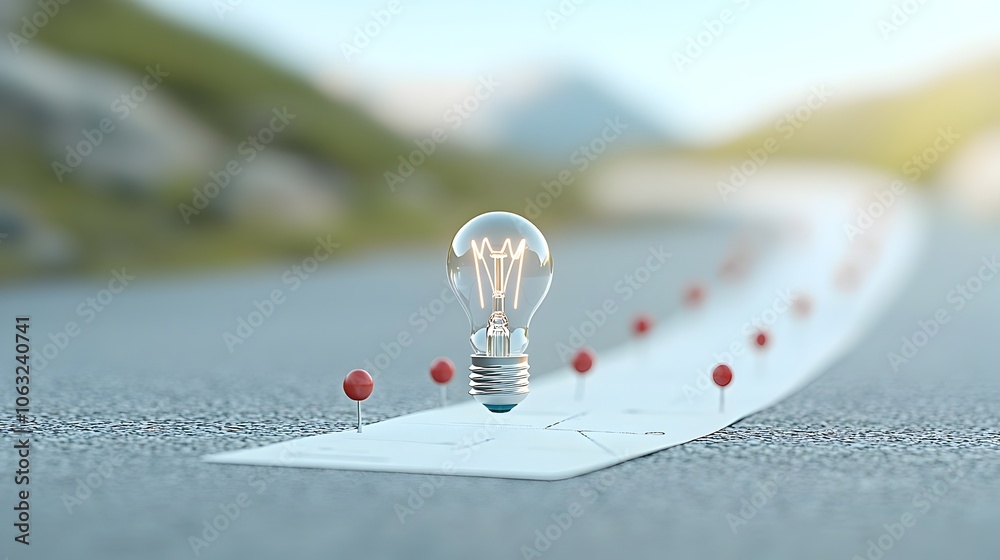 Poster road map guiding the journey to innovative solutions a conceptual showcasing a path leading to a glo