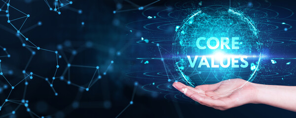 Business, Technology, Internet and network concept. Core values responsibility ethics goals company concept. 3d illustration