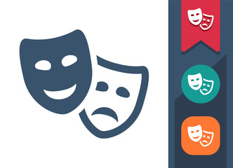 Theater Masks, Theatre, Drama, Comedy Masks Icon