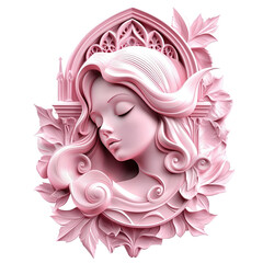 coquette style logo, pink tones. Transparent background.