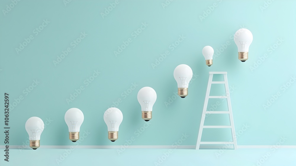 Fototapete a minimalist and abstract design featuring a ladder like structure composed of glowing light bulbs r
