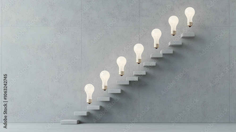 Fototapete ladder of light bulbs reaching upward symbolizing the progression of ideas innovation and the pursui