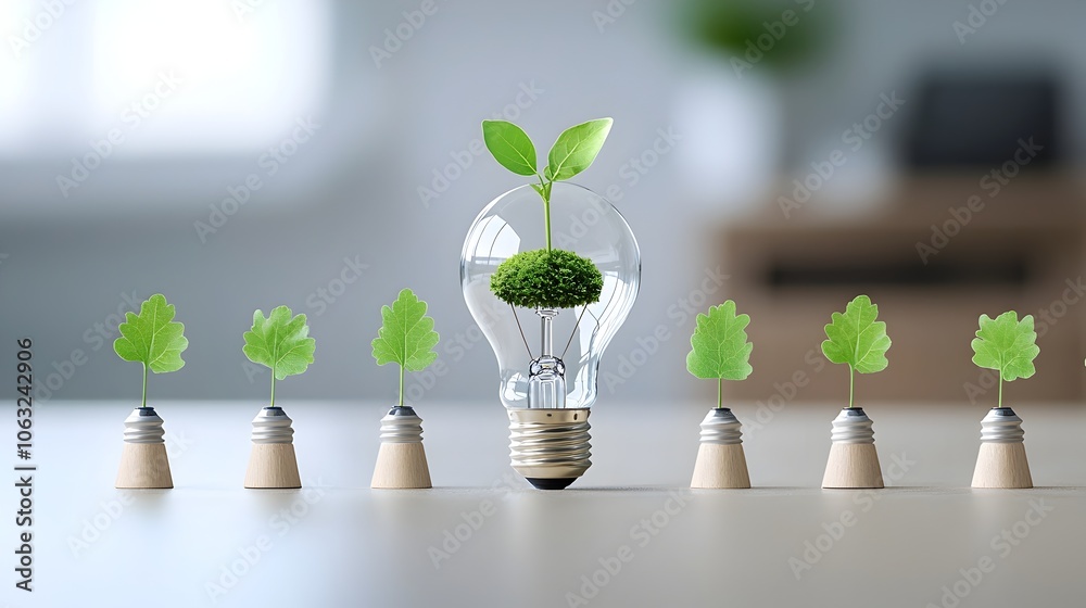 Aufkleber a plant growing inside a light bulb symbolizing the concept of sustainable and innovative green solu
