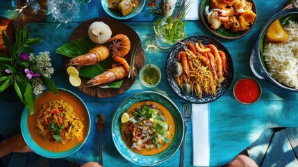 An inviting table filled with Southern Thai specialties