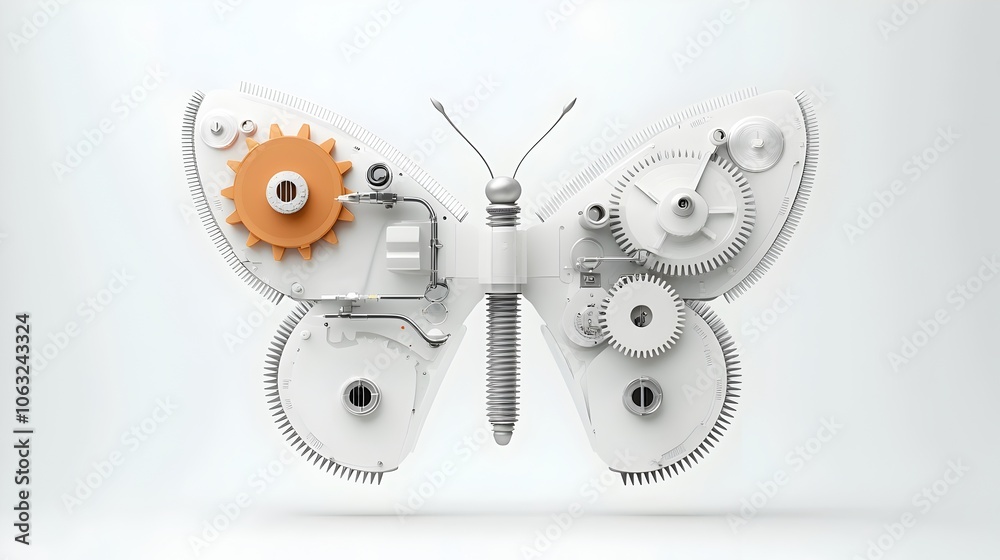 Aufkleber Abstract digital of a butterfly with gears as its wings symbolizing transformation and solutions through technological innovation and creative design
