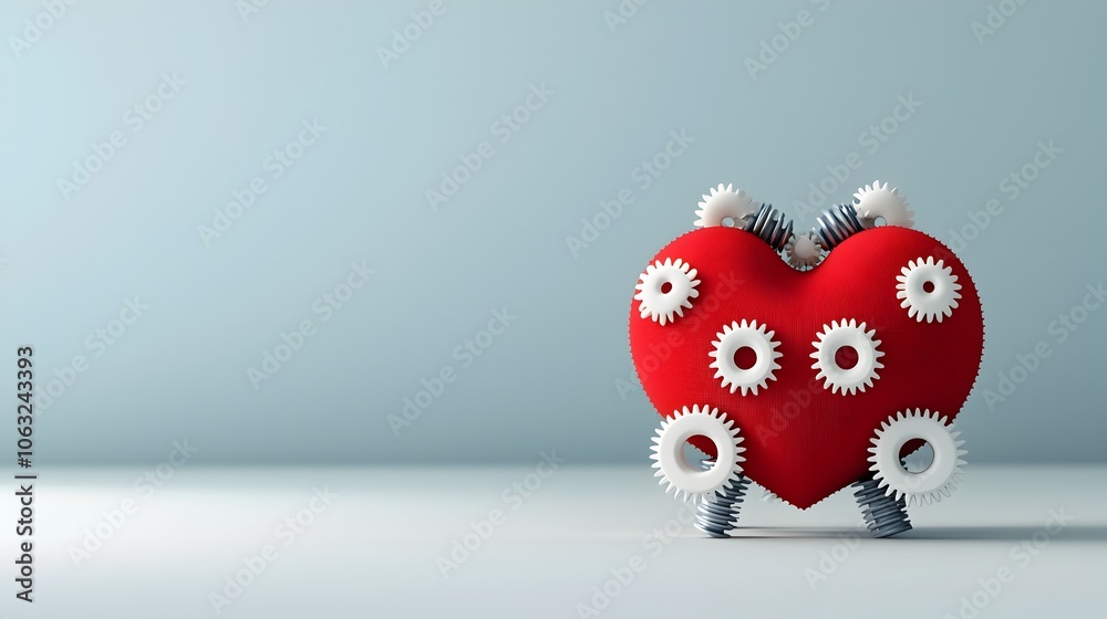 Aufkleber heart shaped gears with intricate mechanical design representing the synergy between empathy and log