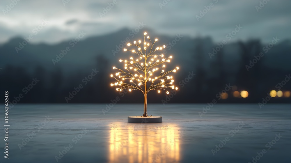 Leinwandbilder a tree shaped structure made of illuminating light bulbs representing the growth and progress that c