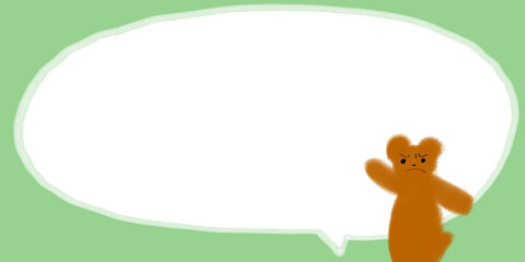 険しい顔のかわいいテディベアの手描きフレーム