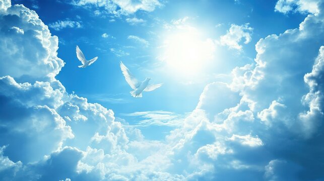 Heavenly Sky Funeral Program Brochure Layout