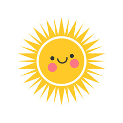 Funny sun icon vector. Smiling sun illustration sign. Sun symbol or logo.