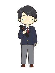 卒業するブレザーの男の子（笑顔・涙）