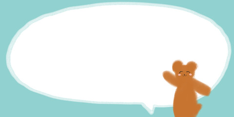 にっこり笑顔のかわいいテディベアの手描きフレーム