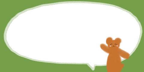 にっこり笑顔のかわいいテディベアの手描きフレーム