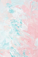 Abstract soft acrylic painting texture.  Pastel blue pink colors background. Template, wall art, copy space.