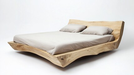 Contemporary double bed design against a clean white backdrop