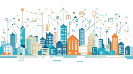 Obraz premium Digital community, smart homes and digital community.