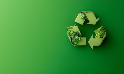 Recycle symbol, large blank area for text, promotes environmental awareness, encourages recycling initiatives, clean and modern design