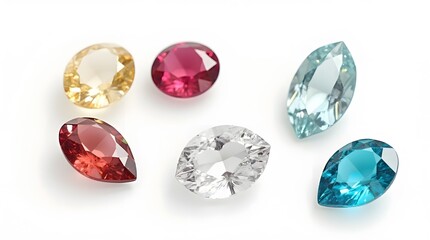 Fototapeta premium Colorful Gemstones on White Background