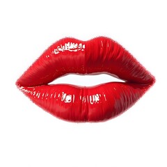 Obraz premium Red Lips with Glossy Lipstick Isolated on White Background