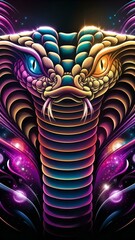 Neon color cobra's face.