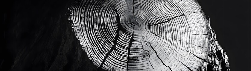Fototapeta premium A Close-Up View of the Rings and Cracks in a Tree Trunk