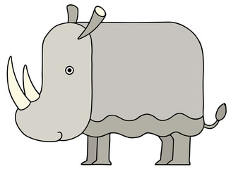 動物キャラクターイラスト - 動物・アニマル・哺乳類・サイ・草食獣