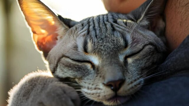 Cat with his owner