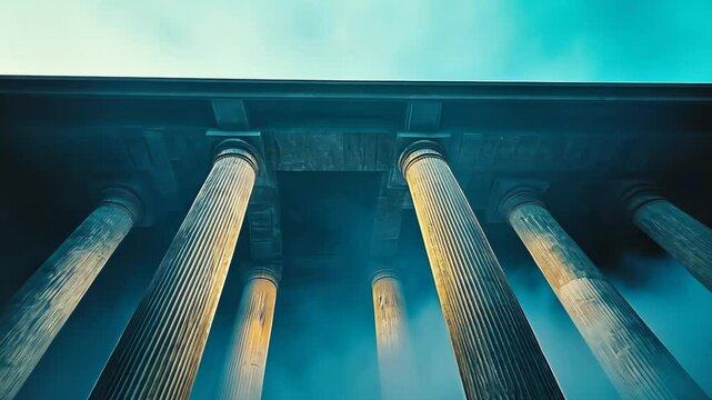 Enigmatic Ancient Pillars Shrouded in Mist