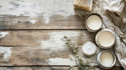 Serene Natural Candles on Rustic Wood Surface