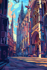 Obraz premium Majestic Canterbury Cathedral: A Geometric Perspective