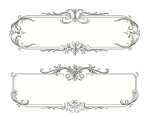 Fototapeta premium Vintage Style Ornate Line Frames with Subtle Flourishes and Scroll Details on a Classic White Background for Stationery Designs