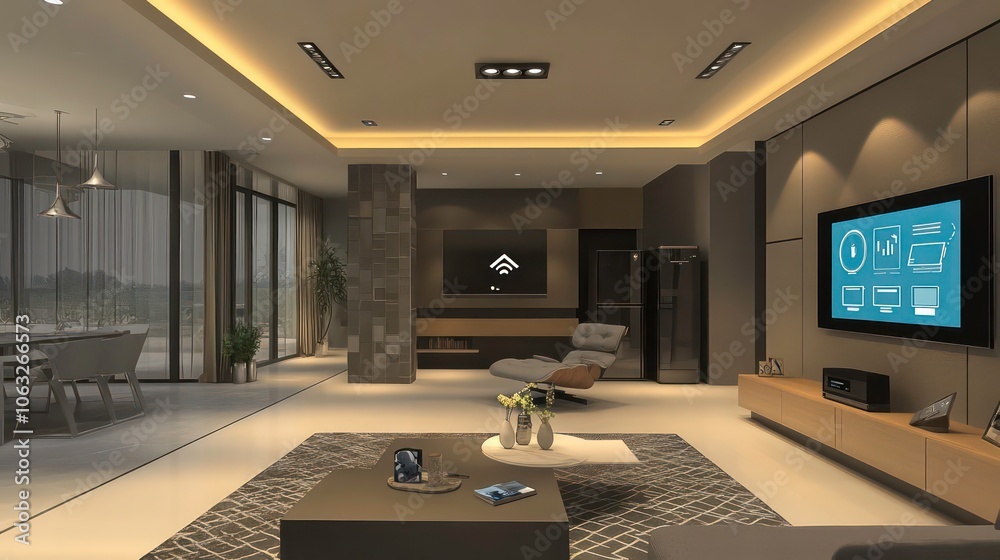 Poster Concept of smart homes, emphasizing the use of connected devices and home automation