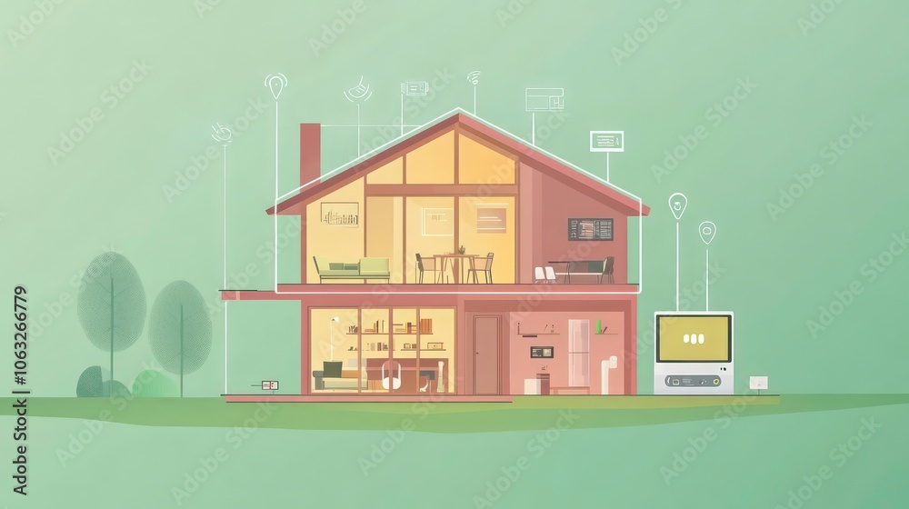 Poster Concept of smart homes, emphasizing the use of connected devices and home automation