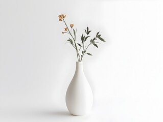 Minimalist Vase with Single Flower on White Background Representing Simplicity and Style in Home Decor