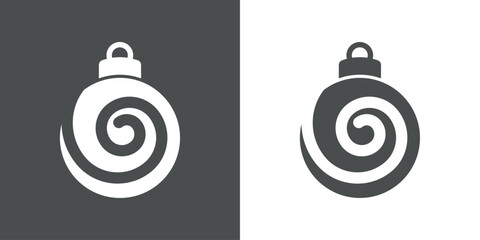 Tiempo de Navidad. Logo con silueta de bola de navidad con línea con forma de remolino para su uso en tarjetas y felicitaciones © teracreonte