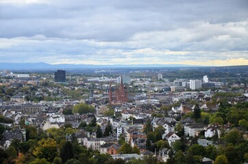 View to the German city of Wiesbaden