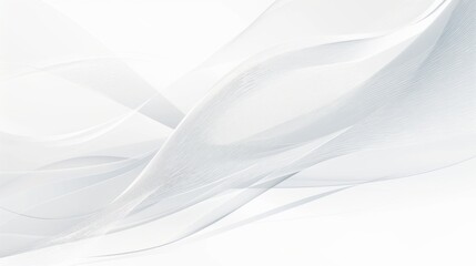 Abstract white wave patterns create a serene and modern atmosphere.