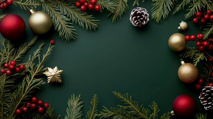 christmas dark green wallpaper background with vibrant motifs