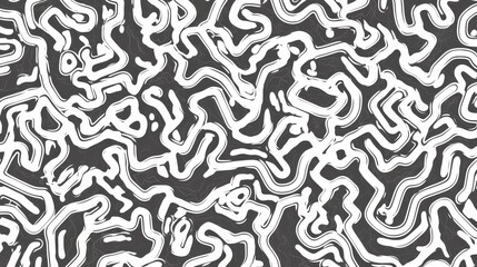 Obraz premium Abstract black and white pattern showcasing intricate, flowing lines creating a dynamic texture.