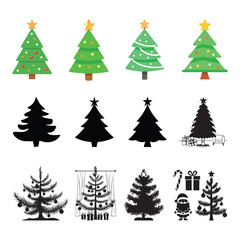 Christmas Tree Silhouette Bundle, Christmas Tree Vector Illustration, Christmas Tree SVG, Christmas Clipart,