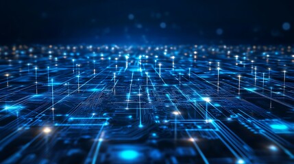 Futuristic digital circuit board with glowing background