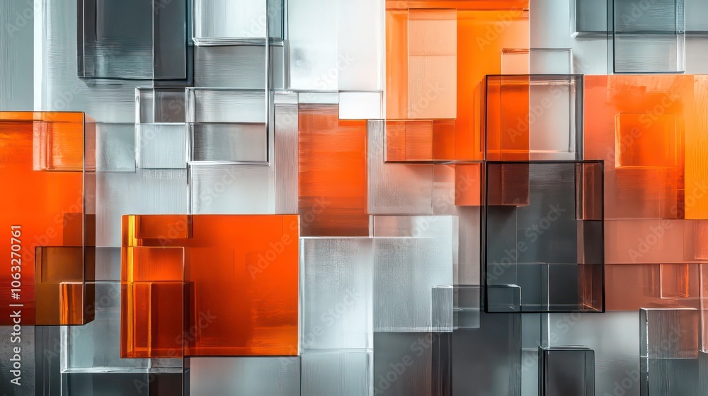 Poster Abstract composition of transparent and colored geometric shapes creating a modern aesthetic.