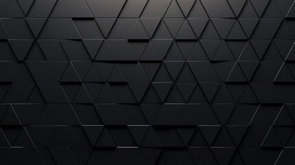 Obraz premium Abstract black geometric wall featuring intricate triangular patterns.