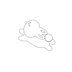 Outline Cute white rabbit, bunny in cartoon style, animal mid autumn decoration, Moon Festival, Chinese Lunar Year of the Rabbit decoration.