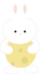 Cute white rabbit, bunny in cartoon style, animal mid autumn decoration, Moon Festival, Chinese Lunar Year of the Rabbit decoration.